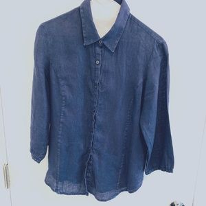 120% Lino Navy Linen Shirt
